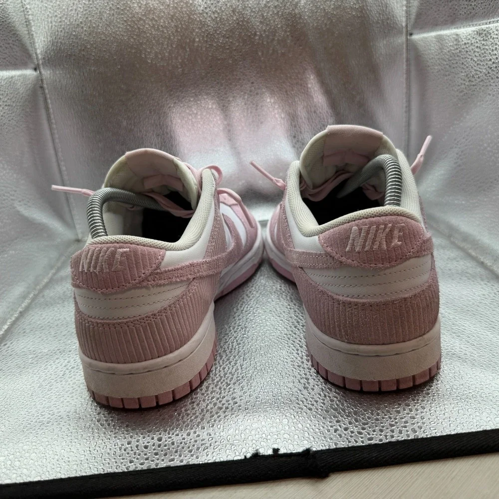 Size 10 Nike Dunk Low Pink Corduroy White/Pink Women Sneakers FN7167-100